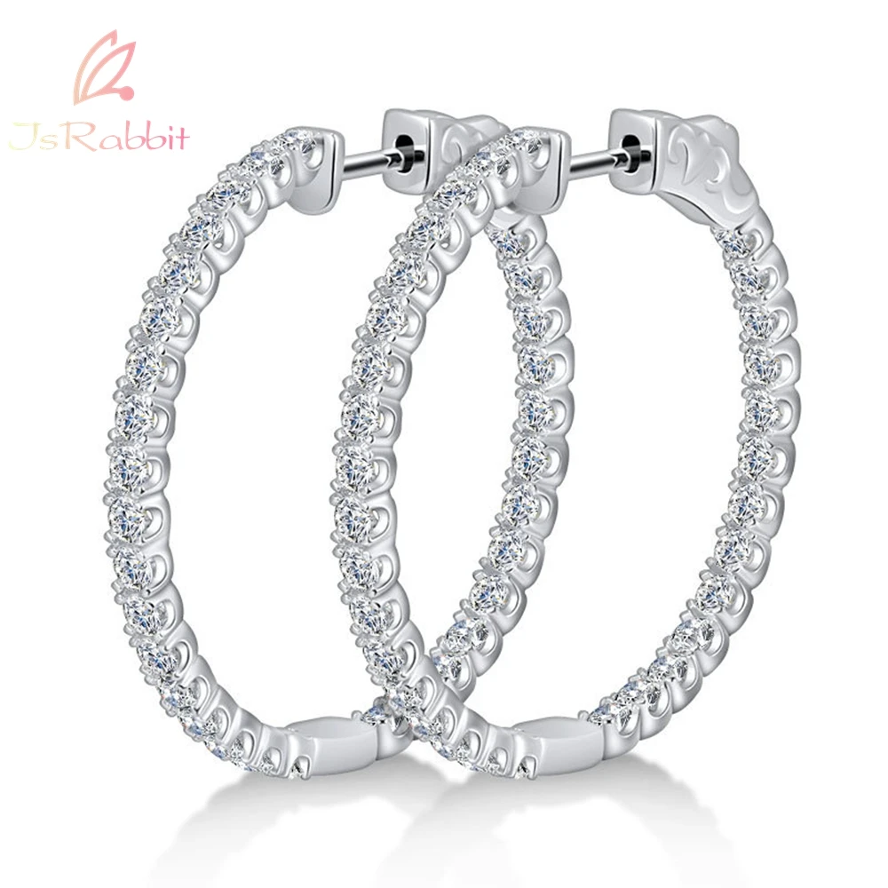 

IsRabbit 18K Gold Plated 925 Sterling Silver 30MM Full Moissanite Diamond Anniversary Hoop Earrings for Women Gifts Fine Jewelry