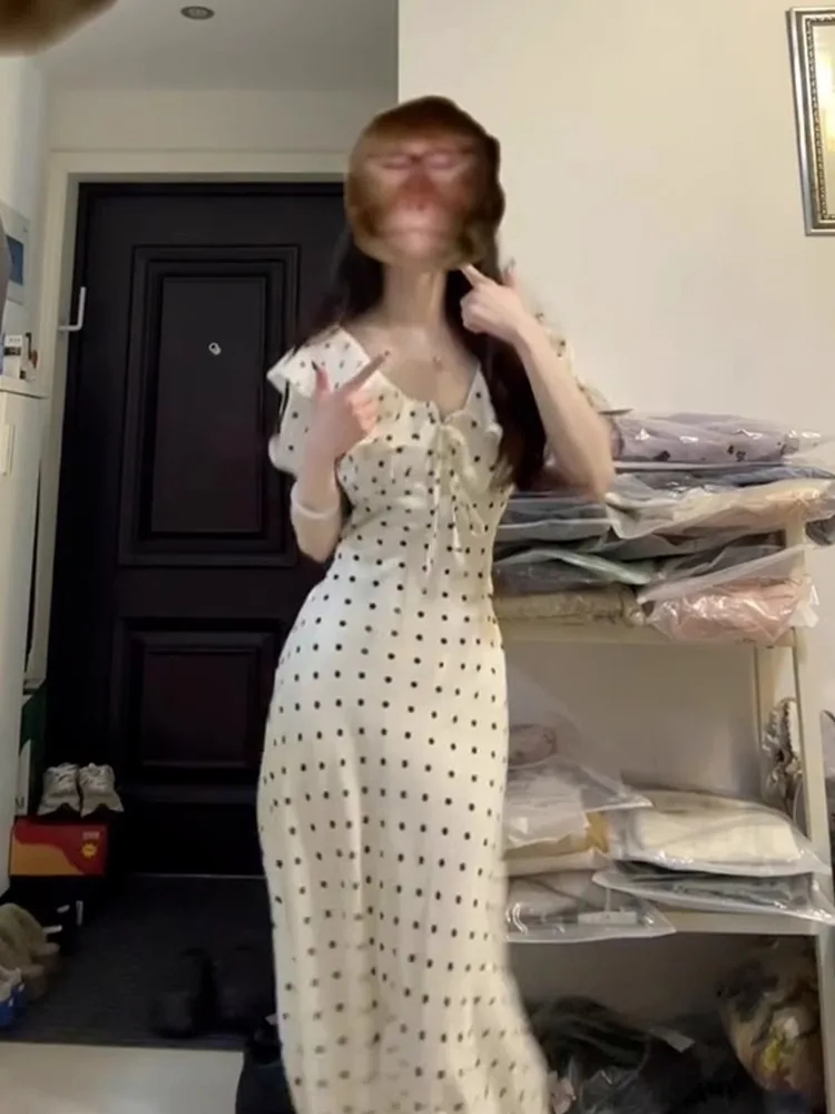 Robes d'été à manches courtes pour femmes, avec col, Modal, amincissant, contrôle du ventre, ceinture élastique, coupe ajustée, rétro, collège OL, automne