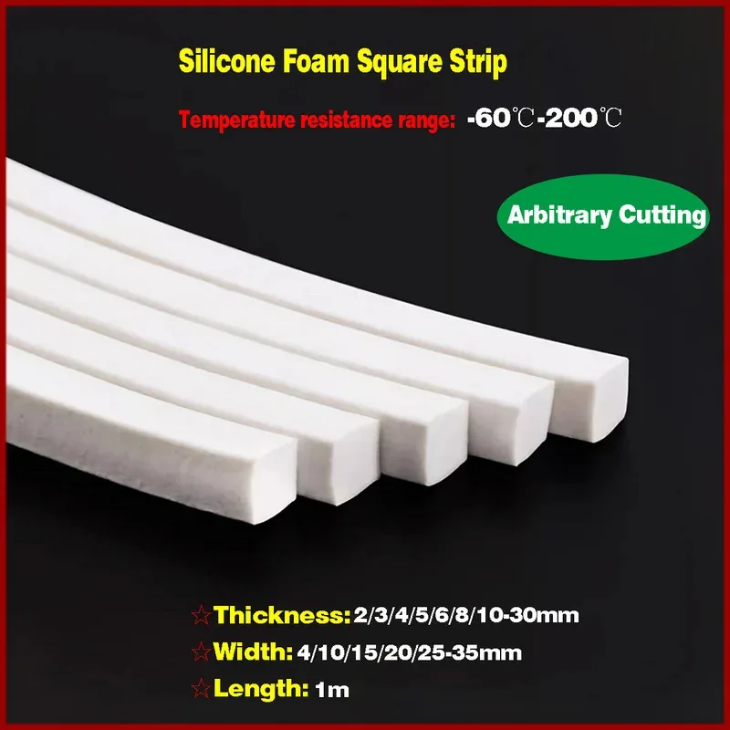 White Silicone Foamed Sponge Strip High Temperature Anti-Slip For Doors Windows Seal