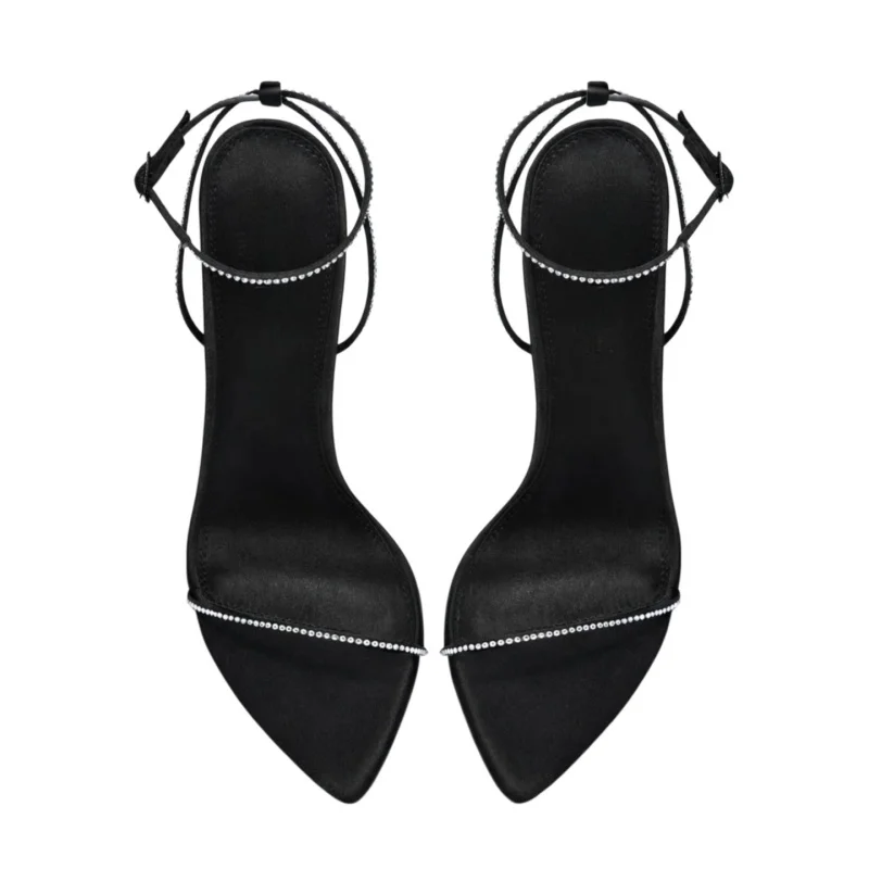 MKKHOU Fashion Pumps New High Quality Silk Custom Shoes Crystal Thin Belt Pointed High Heel Sandals Summer Women's Shoes