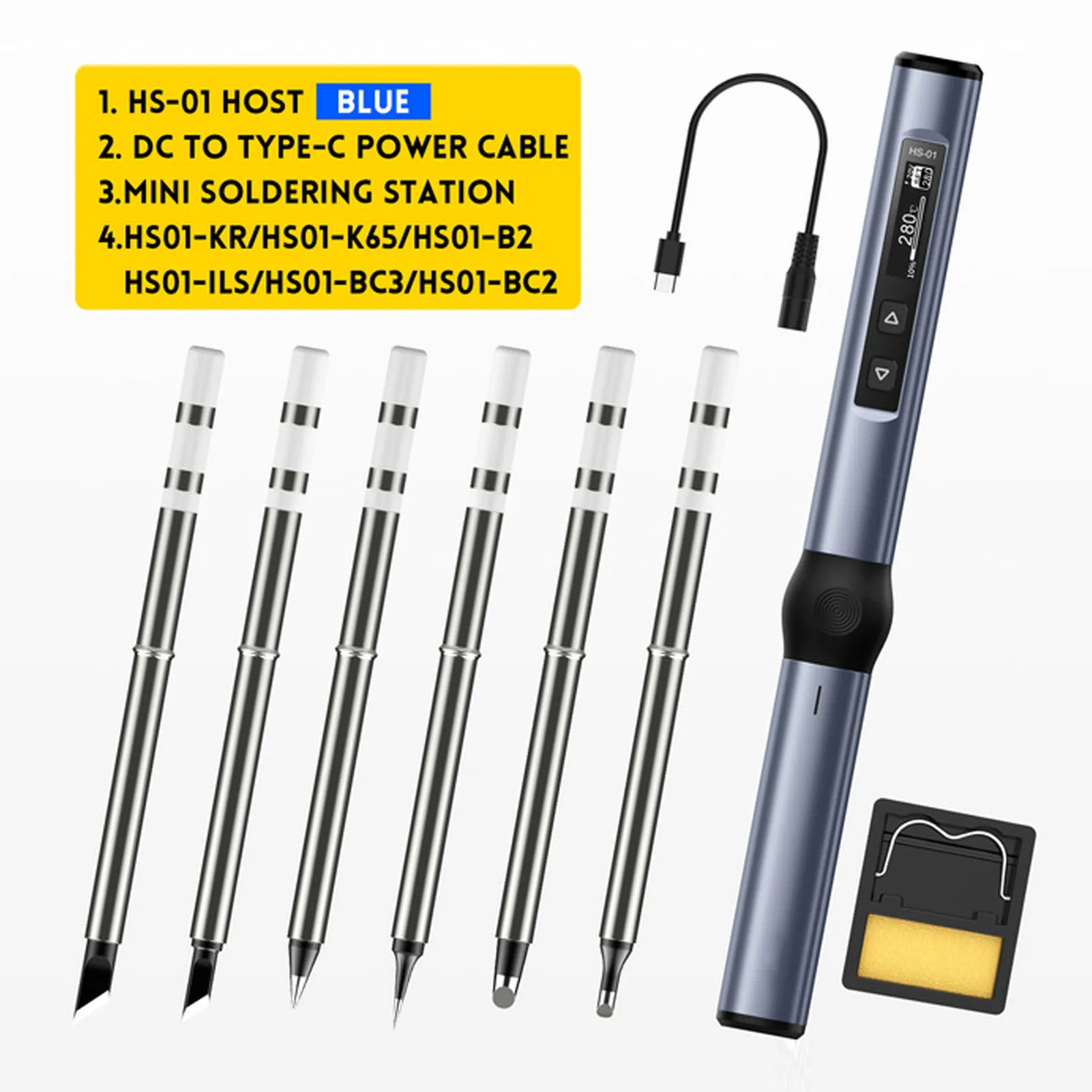 

Electric Soldering Iron Kit Digital Display Temperature Adjustable Fast Heating Mini Soldering Iron DC9‑24V Welding Tools