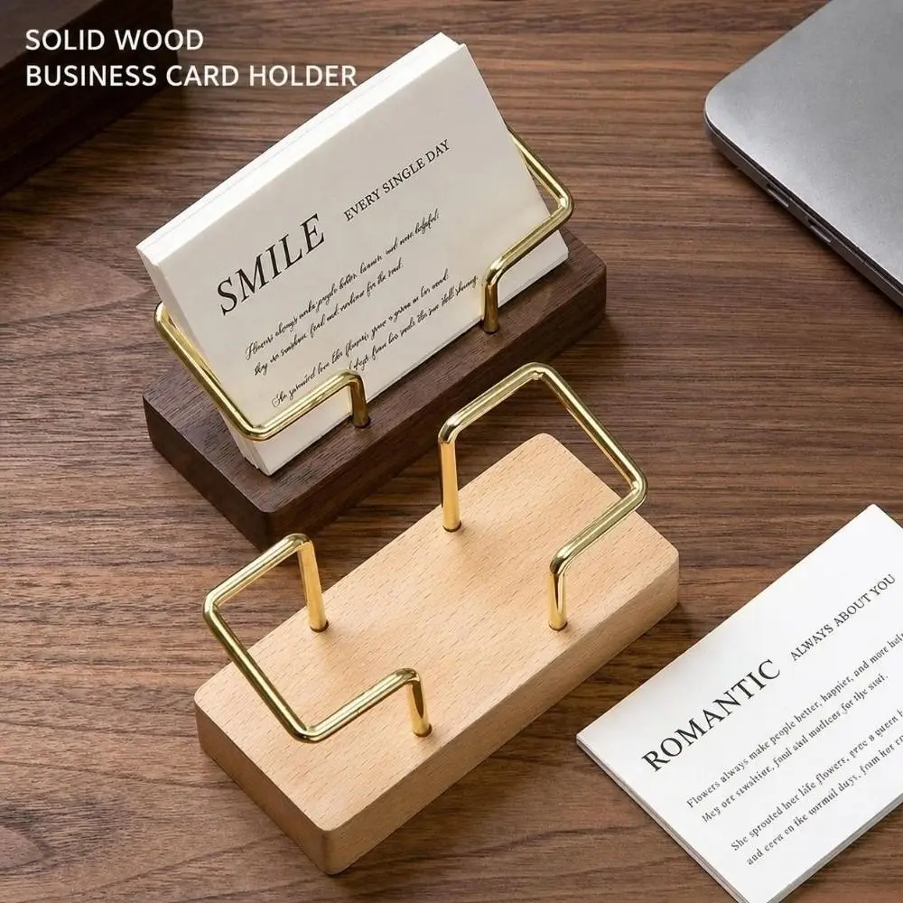 High Quality Wooden Business Card Holder Metal Wood Combined Multiple Styles Desk Card Display Rack Name Card Stand Office