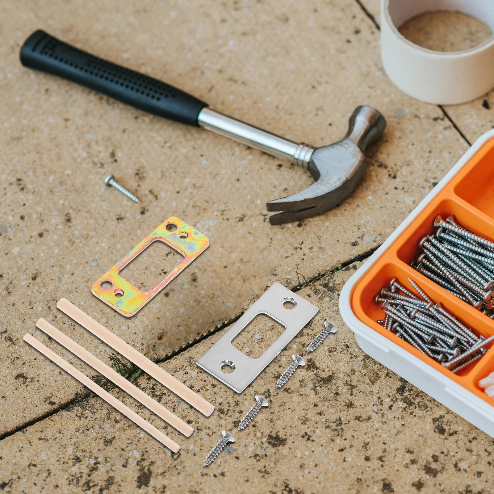 

Door Bolt Double Steel Plate Kick Deadbolt Cover Guide Stainless Wood Strips Metal Plates Door Lock Reinforcement