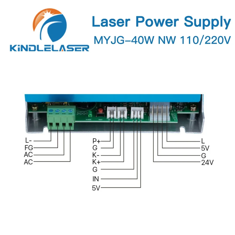 KINDLELASER 40W CO2 Laser Alimentation MYJG-40W Marin110 V/220V pour Laser Tube Gravure Machine De Découpe