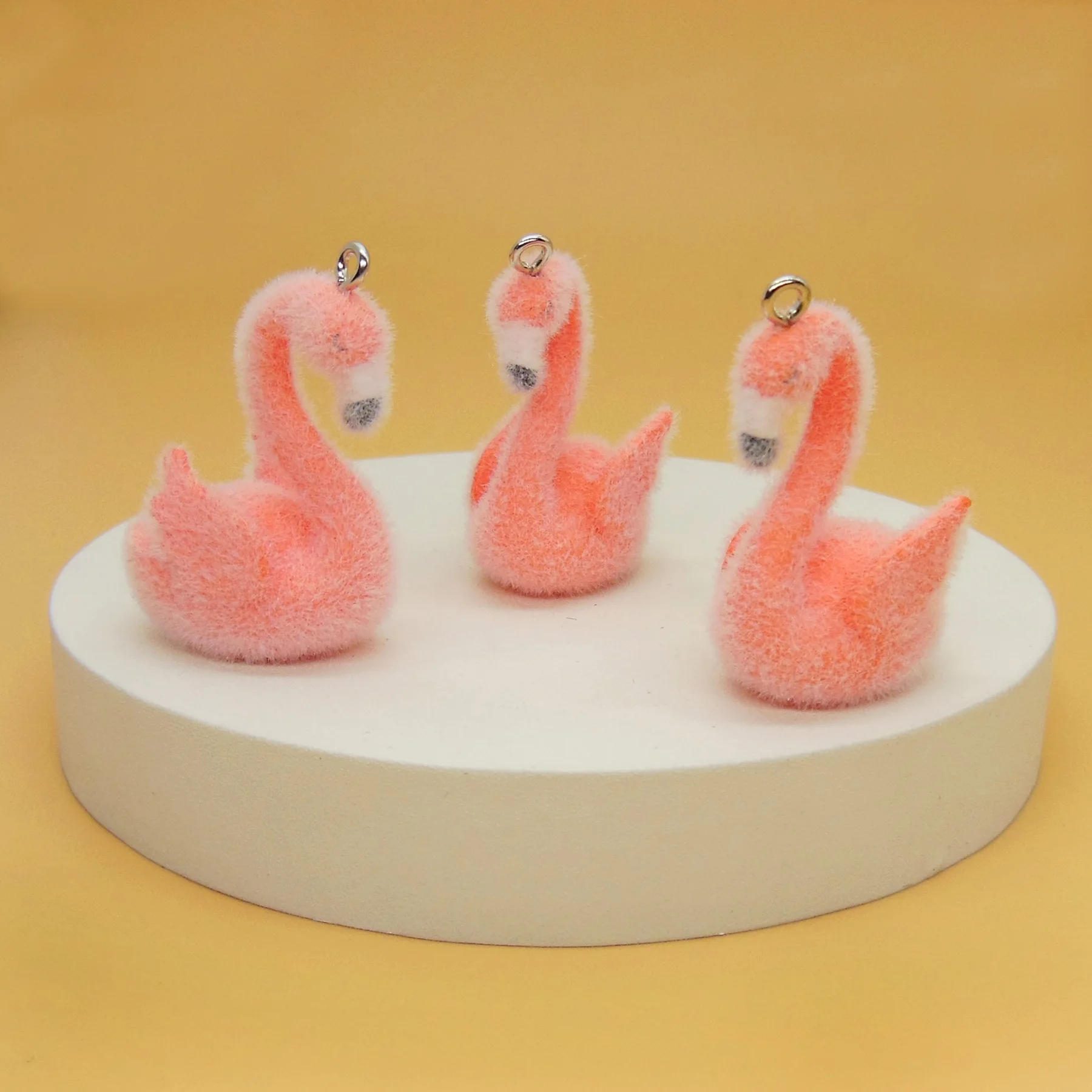 30pcs 3D Flocking Resin Kitten Puppy Flamingo Charms Kawaii Animal Pendant for Keychain Earring Making DIY Jewelry Accessories