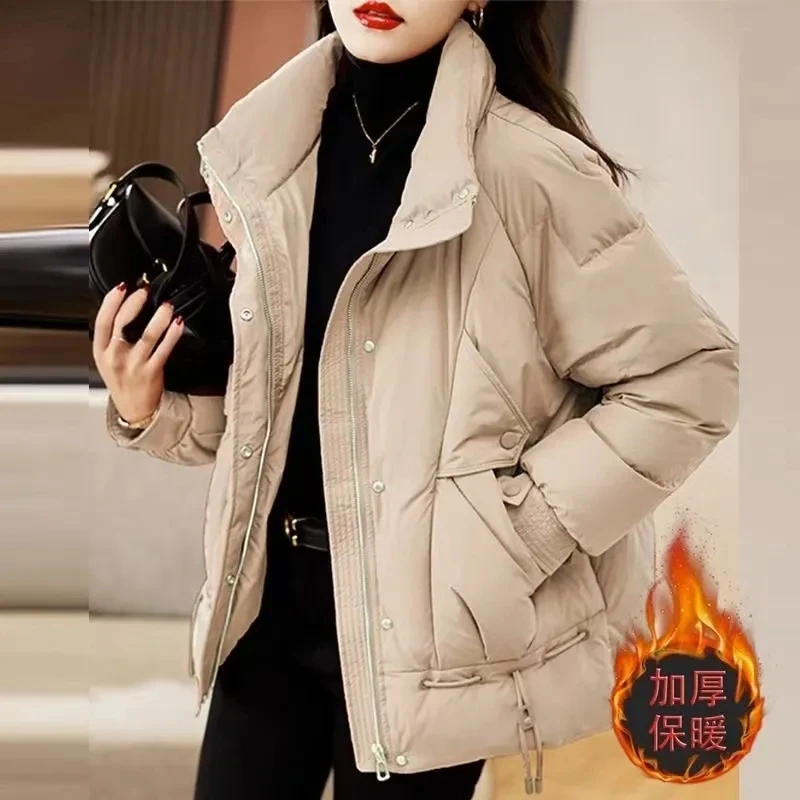 

Down Cotton Jacket Women 2024 Autumn Winter New Fashion Loose Thick Padded Coat Female Short All-match Casual Large Size Parkas
