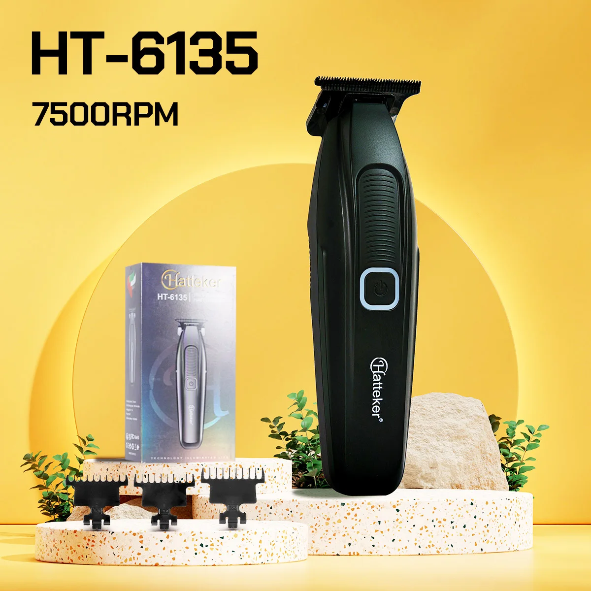 HT6135 Parrucchiere professionale Home 0 Gap Tagliacapelli elettrico calvo DLC Tagliacapelli con incisione con lama in acciaio inossidabile