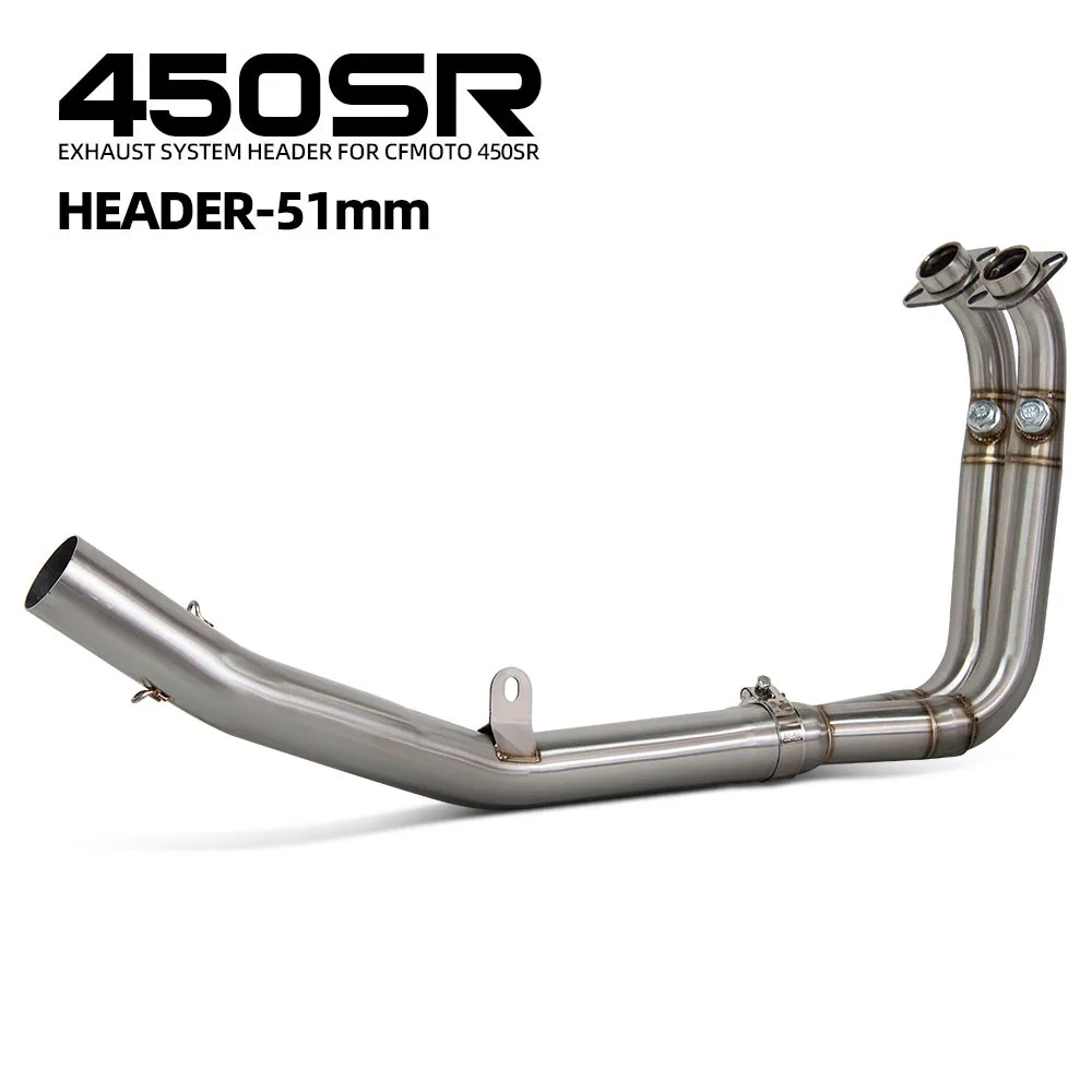 For CFMOTO 450SR 450NK 2022-2025 Motorcycle Exhaust Modify Front Link Pipe Stainless 51mm Escape Racing Line Manifold Kit