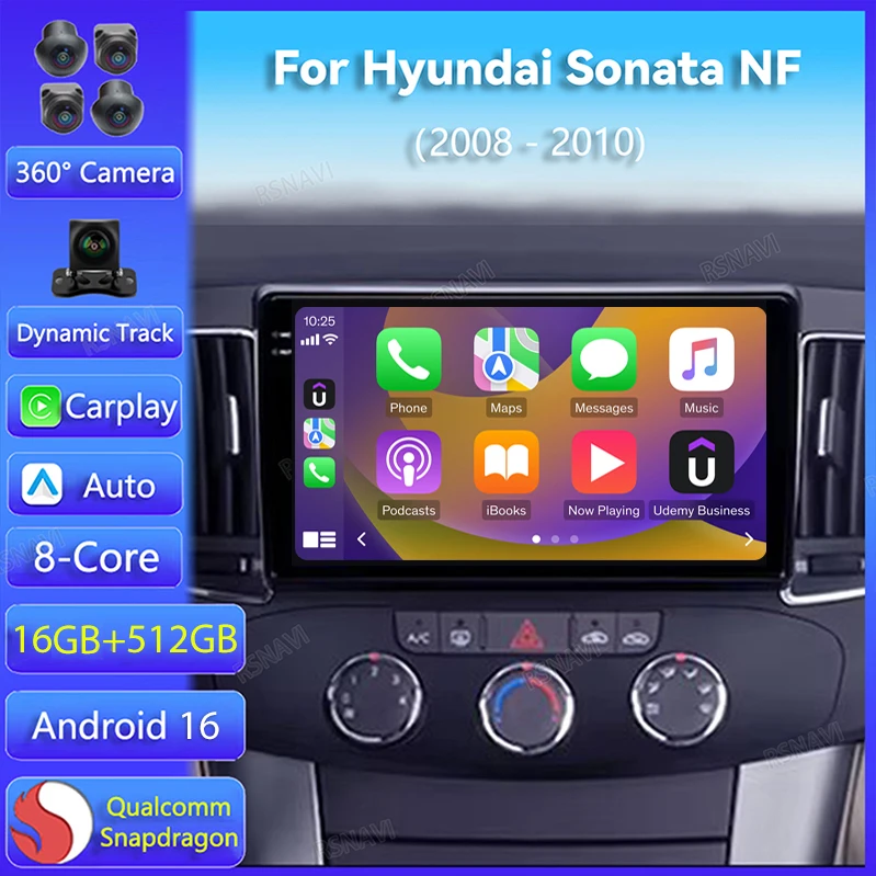 Radio para Auto Android 16 para Hyundai Sonata NF 2008 2009 2010, Carplay, Auto DSP, Reproductor de Video DVD, Unidad Principal, BT, 2Din, Navegación, Estéreo
