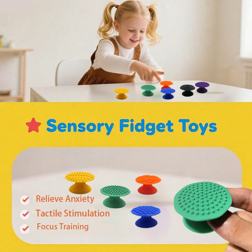 Silicone Sensory Toys Suction Cup Toys Children's Sensory Stones Textured Fidget Toys for Stress Relief Unisex - Holiday Gifts