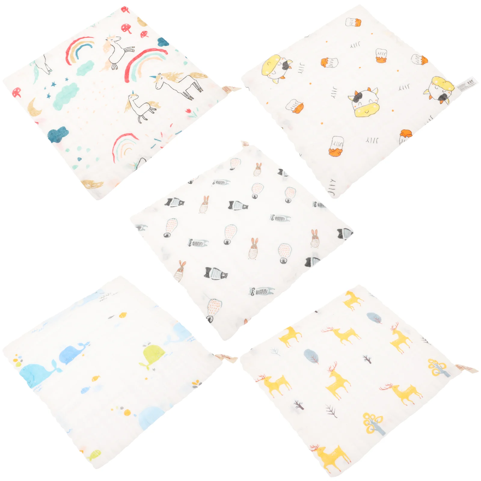 5 Pcs Baby Towel Cotton Bibs Infant Towels Safe Saliva Supple Cloth Wipe Burp Drool