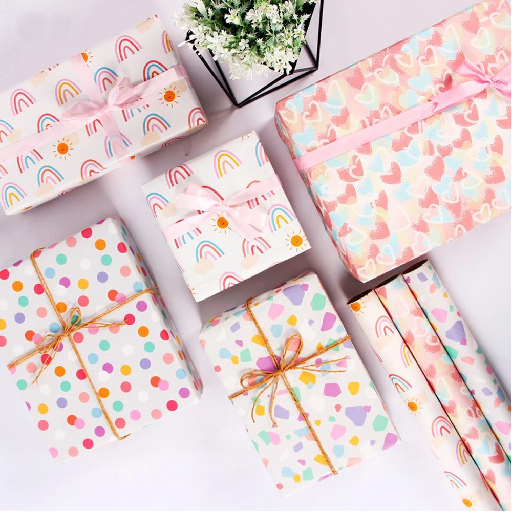 50*70cm Valentine\'s Day Gift Wrapping Paper DIY Craft Paper Birthday Gift Wrapping Paper Colorful Love DIY Bag Book Paper Decora