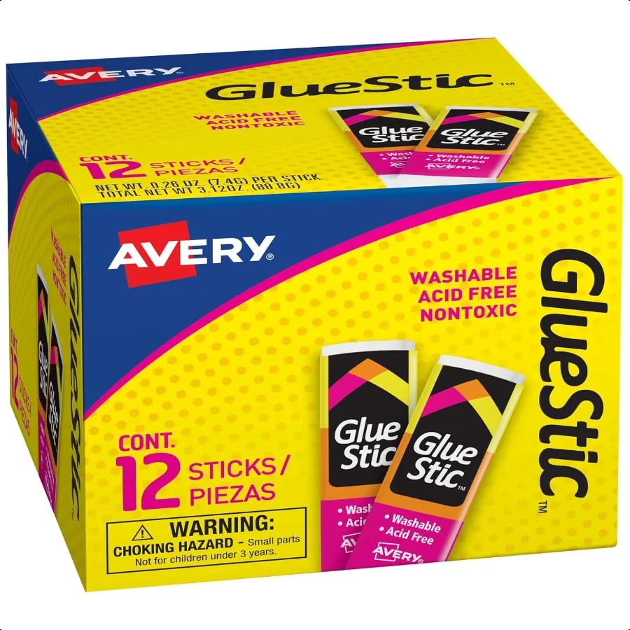

Avery Glue Stick White Washable nToxic 0.26 Oz. Permanent Glue Stic 12pk 00166