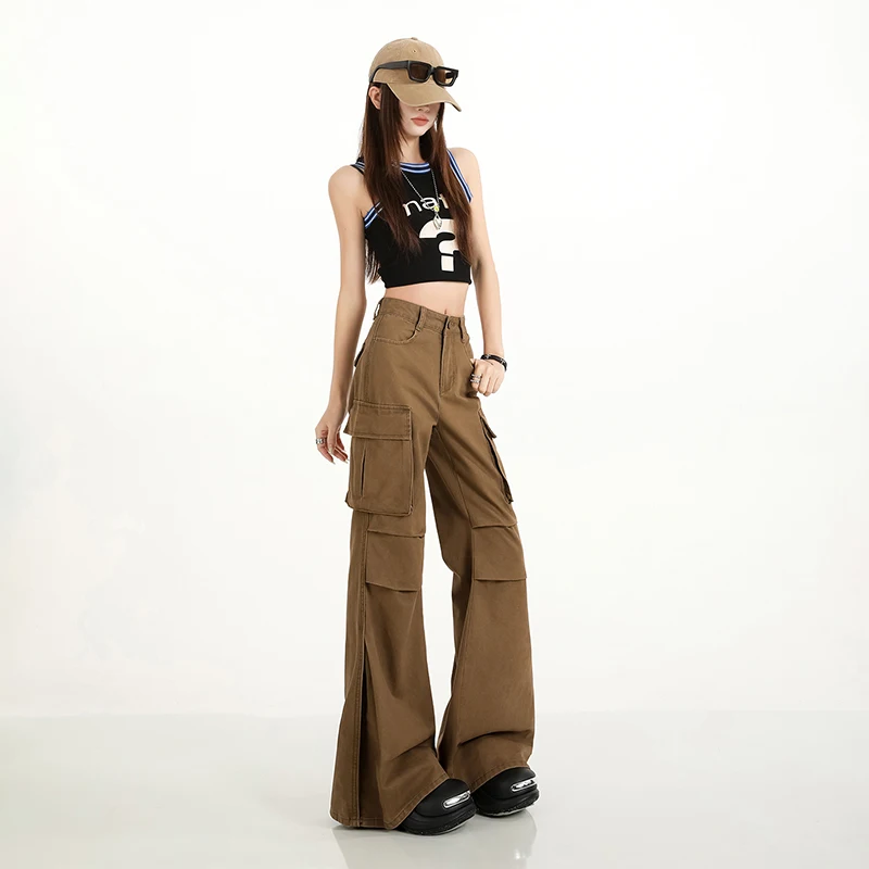 

Модные и стильные женские джинсы из чистого хлопка, повседневные джинсы-клеш для женщин, модные джинсы с деконструктивным дизайном и вставками