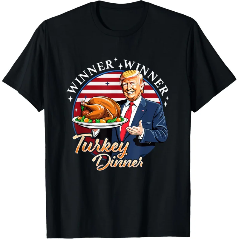 Umorismo Divertente Trump Vincitore Vincitore Cena della Turchia T-shirt del Ringraziamento Abbigliamento ampio da uomo e da donna