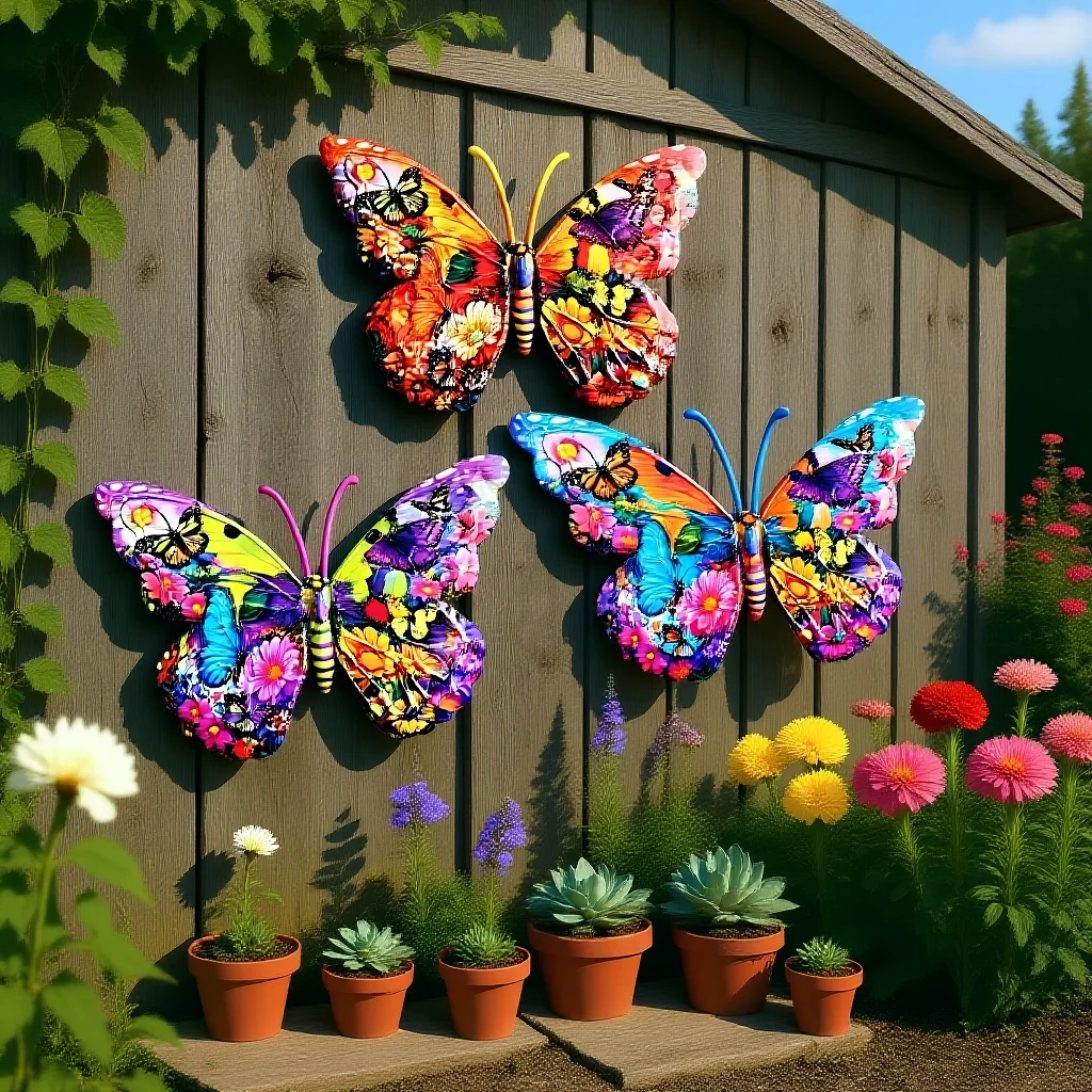 Metal Wall Decor Wall Mounted Butterfly Sculpture Decor Outdoor Butterfly Wall Decor Iron For Bedroom Dining Room Patio