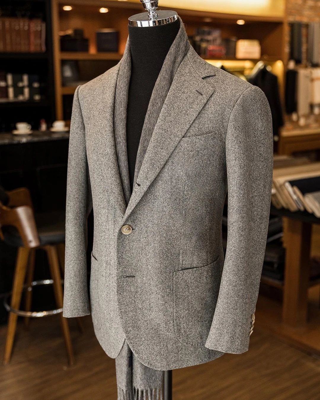 

Gray Herringbone Men' s Suit One Piece Blazer Tuxedo Single Breasted Jacket Work Gentle Business Modern Wedding Groom Tailored