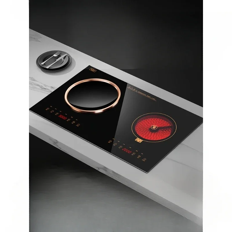 Induction cooker double stove embedded electric ceramic concave double-head stove 3500W high-power electric cooker