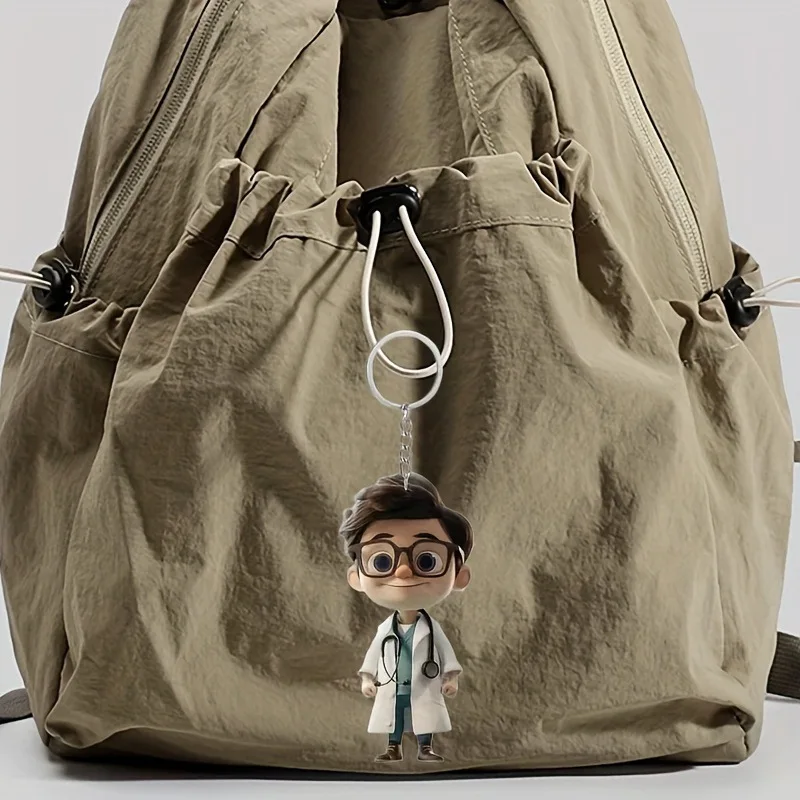 Llavero acrílico 2D de médico y enfermera para mujer y hombre, colgante para bolso, llaveros de coche, colgante para estudiante, pareja, regalo para Amiga