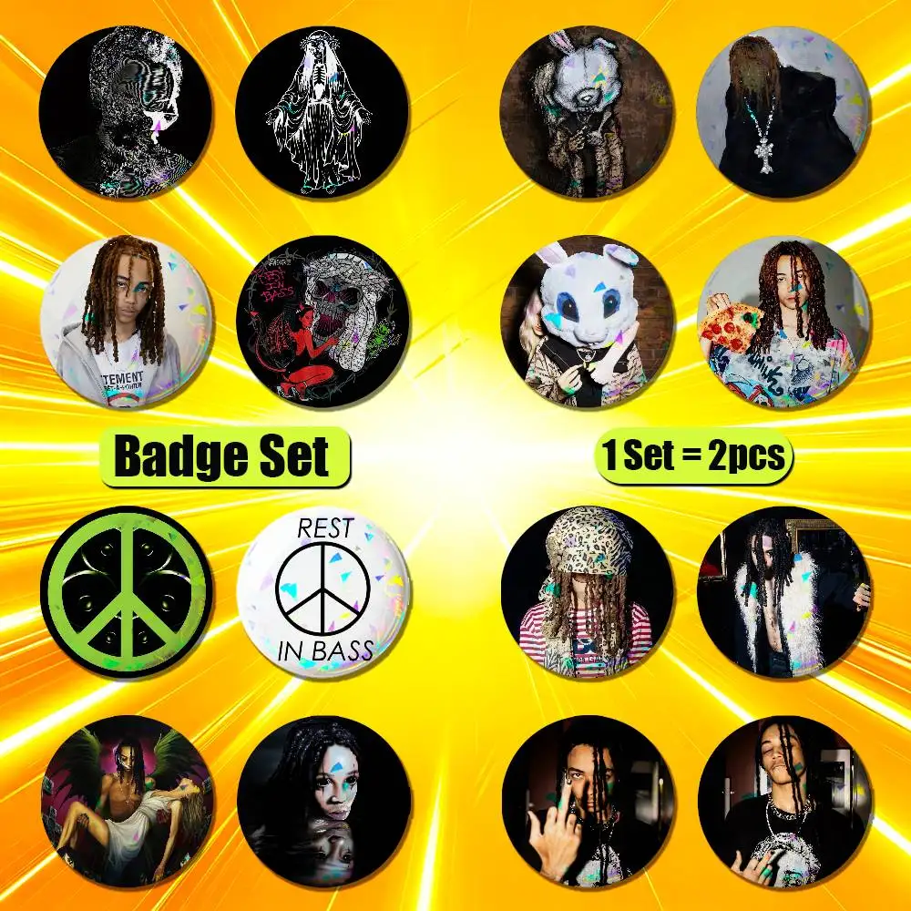 For Che Rest In Bass Sayso Says Empty Clip Fully Loaded Enamel Pin Badge Set 2PCS Round Button Brooch Backpack Ita Bag Pins