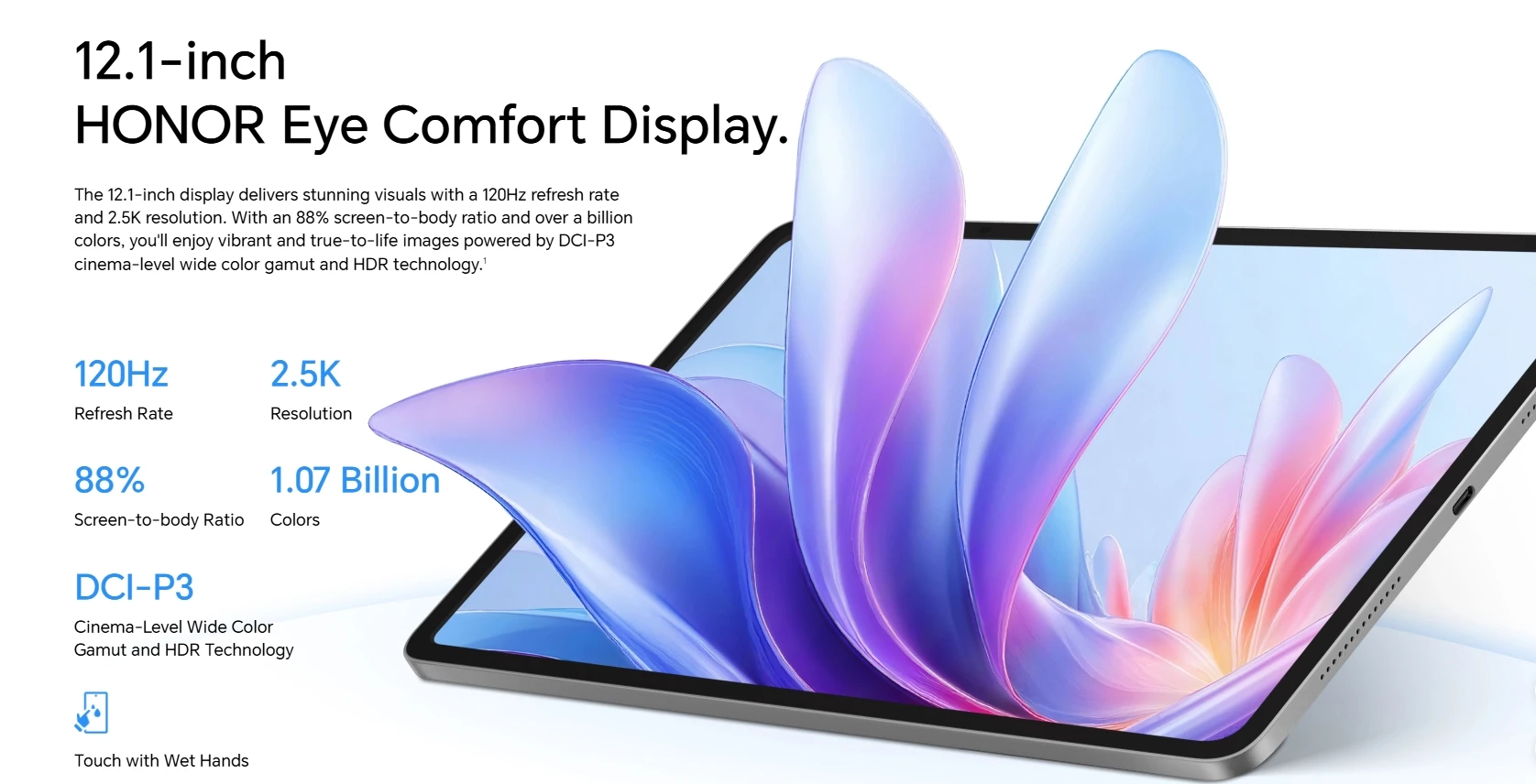 Global Version HONOR Pad 10 2.5K 120Hz 12.1" Tablet 10100mAh Large Battery 35W Charging 6 Speakers Slim Metal Body