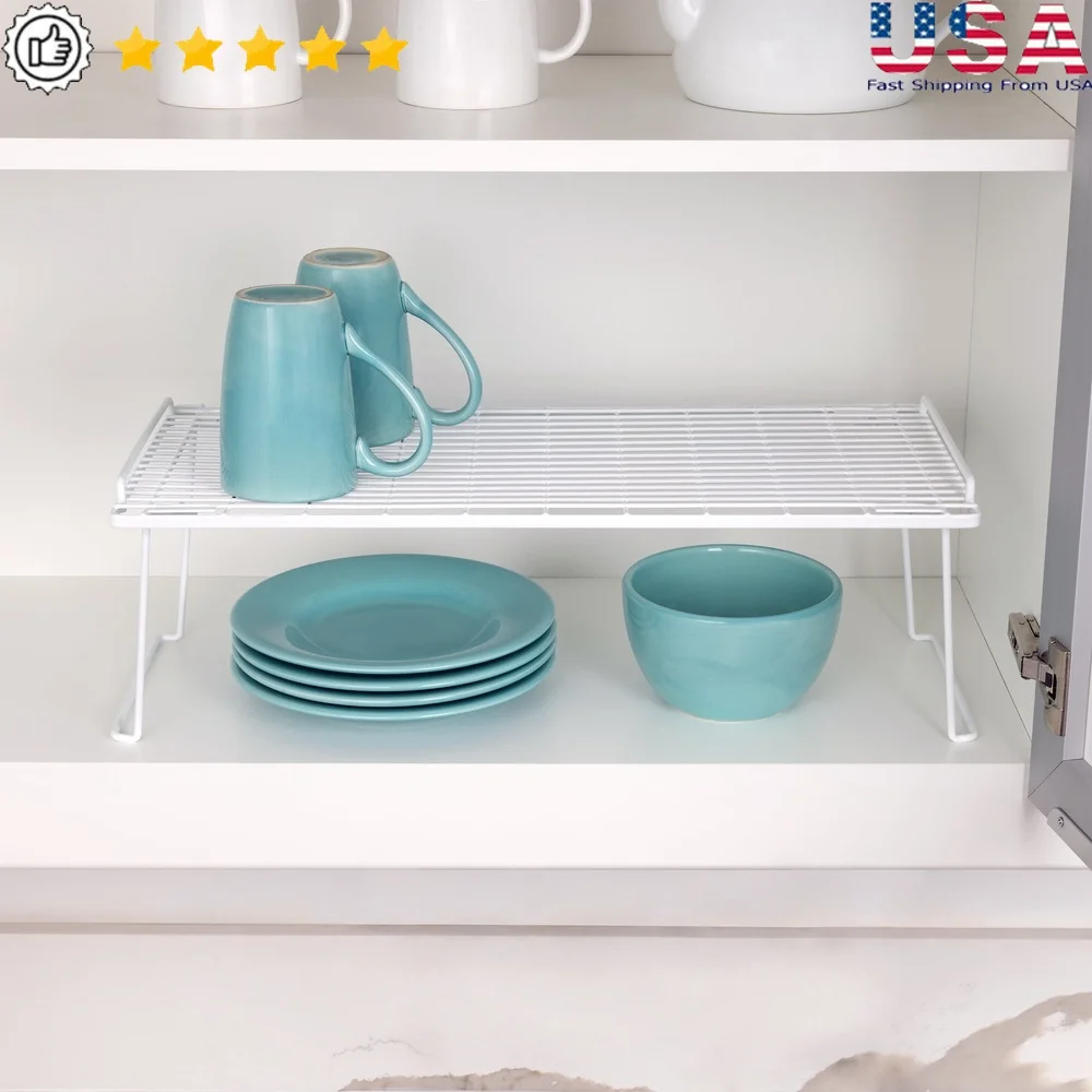 

Adult Metal Kitchen Pantry Organizer Stacking Shelf Storage 22x10x7 Rust Resistant Kitchenware Holder Multi Use Home Storage