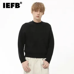 IEFB Simple Men's Sweaters Round Collar Knitting Casual Solid Color Silhouette Vintage Pullover Male Short Tops Autumn 9C8670