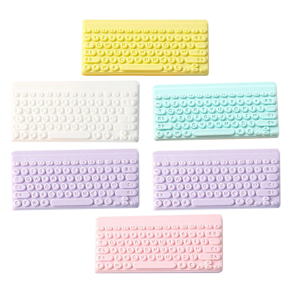 

6 Pcs Emulated Keyboard Mini Keychain Charm Charms for Craft Keypad Decor Resin Miniature Accessories Small