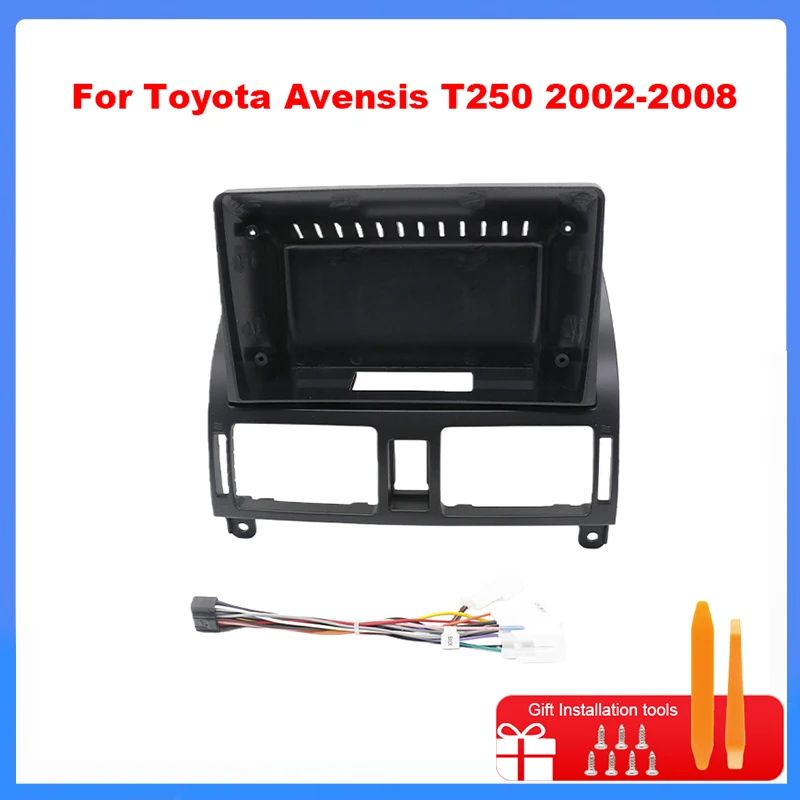 9 Inch Car Frame Fascia Adapter Cable Android Radio Dash Fitting Panel Kit For Toyota Avensis T250 2002-2008