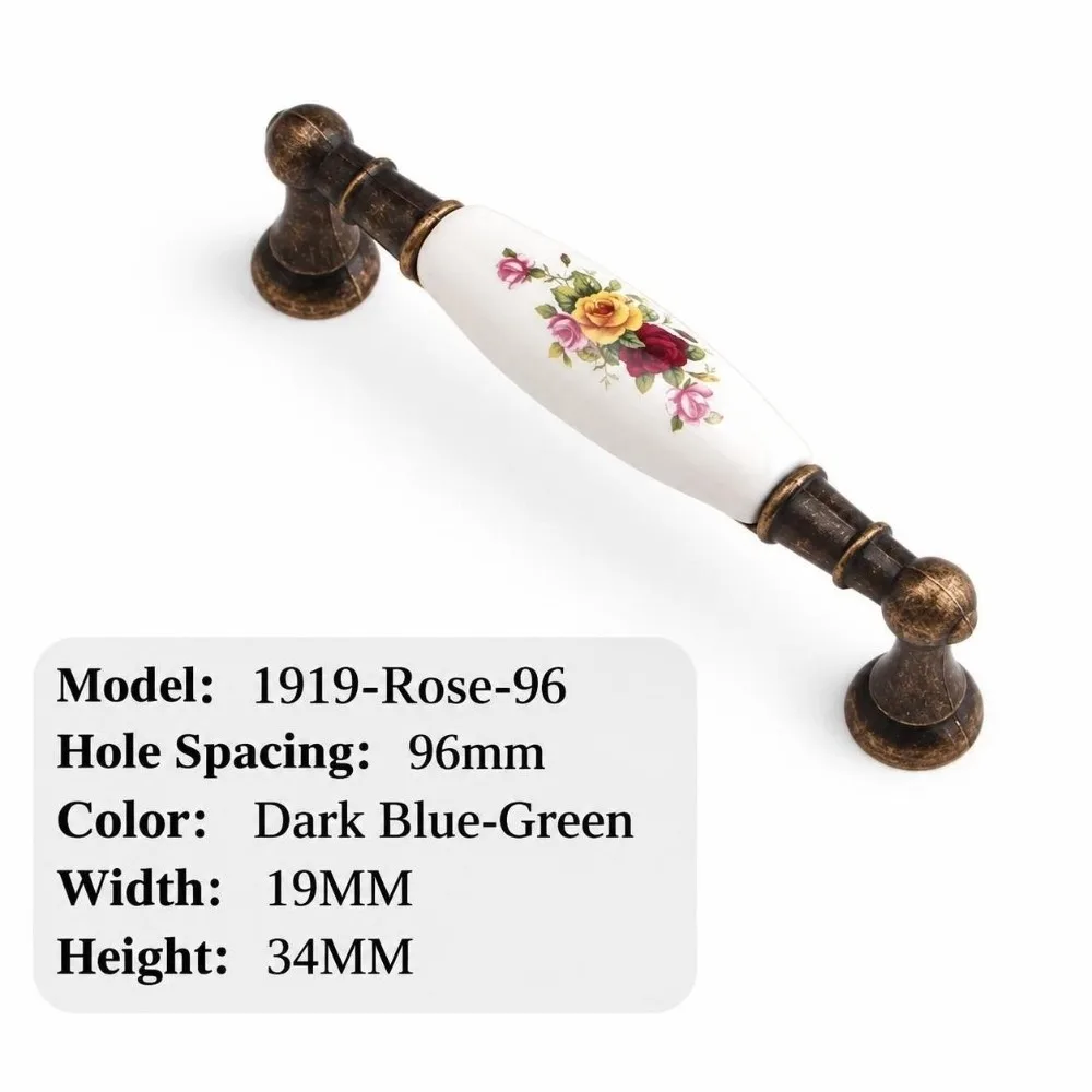 Zinc Alloy Ceramic Cabinet Pull Multiple Sizes Smooth Antique Bronze Drawer Handle Retro Durable Vintage Furniture Knob