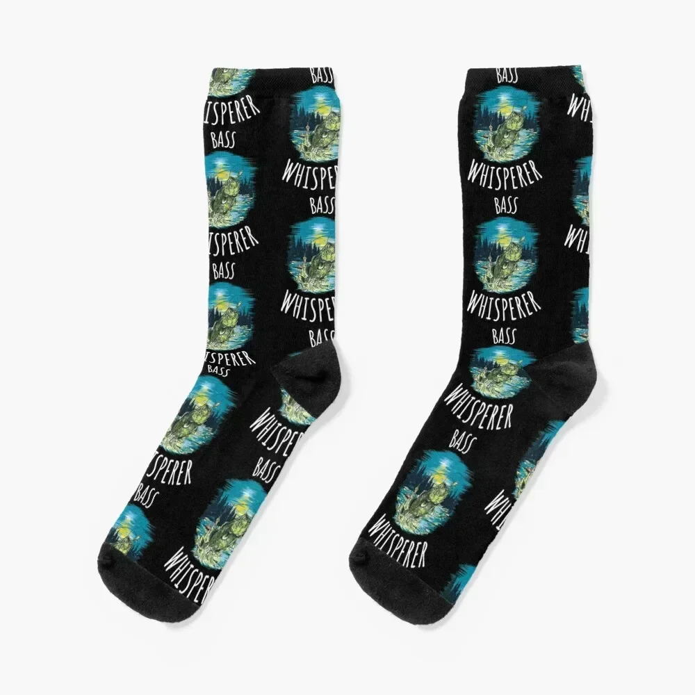 Funny Fishing print Bass Whisperer graphic Socks Run anti-slip Stockings Rugby Socks For Women Men's