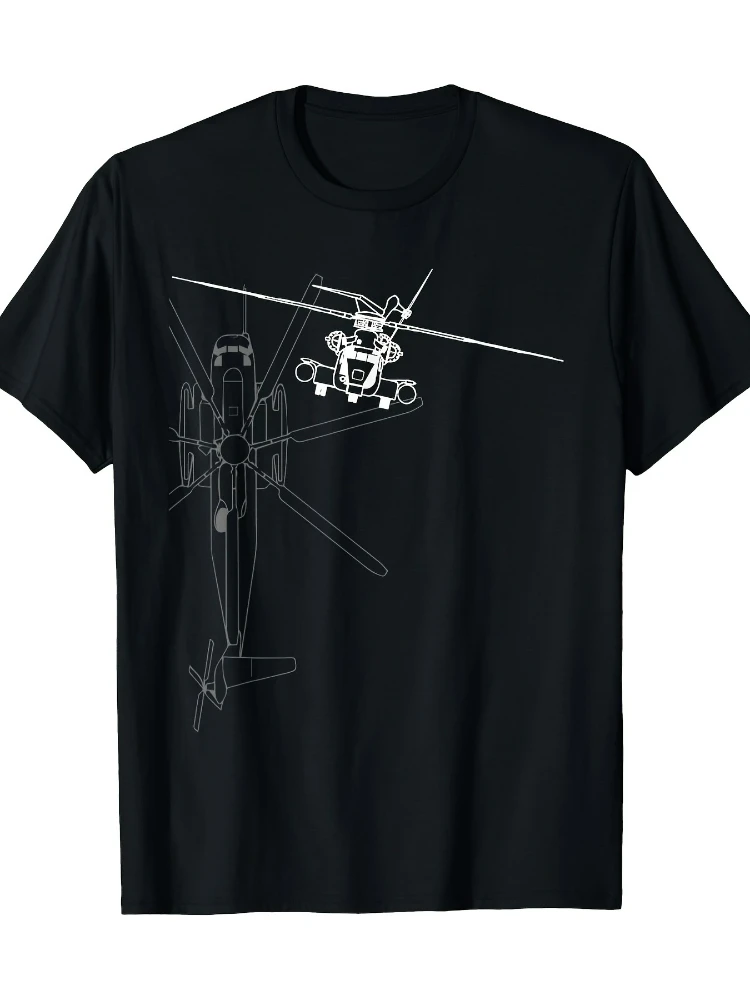 

Men's CH-53 Super Stallion helicopter line art with detailed helicopter design, short sleeves and casual O-neck printed T-shirt.
