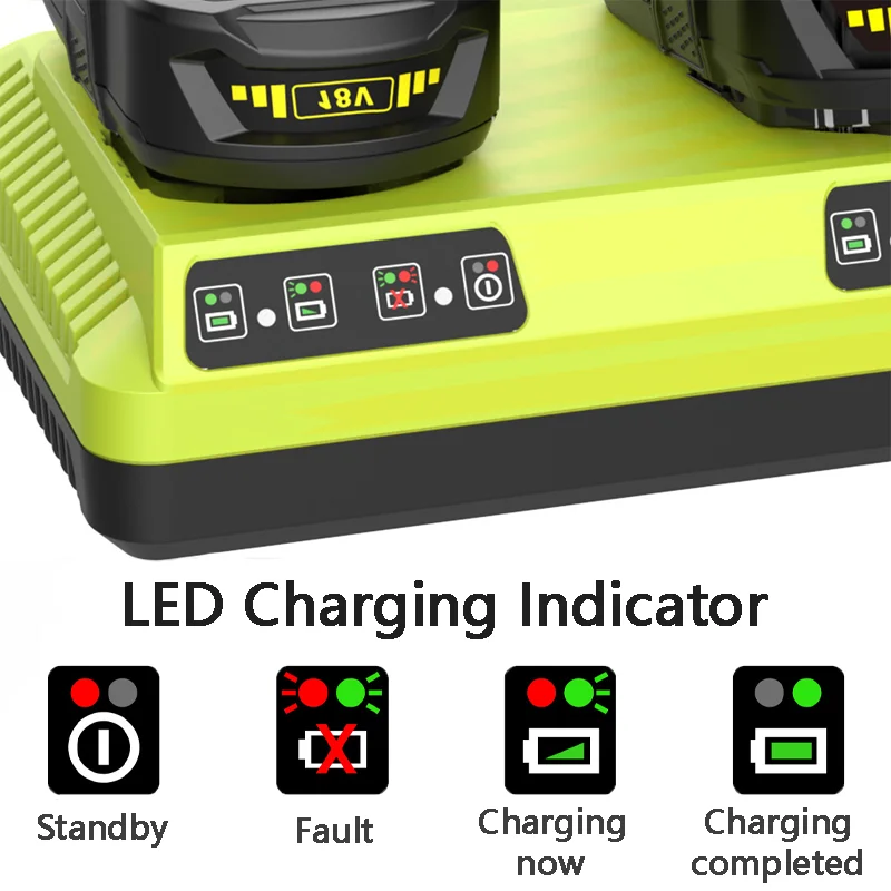 Victpower For RYOBI 18V 3Ah Single /dual Charging Charger with AU/EU/UK/US Plug&Rapid Charge 100-240V Input Overheat Protection