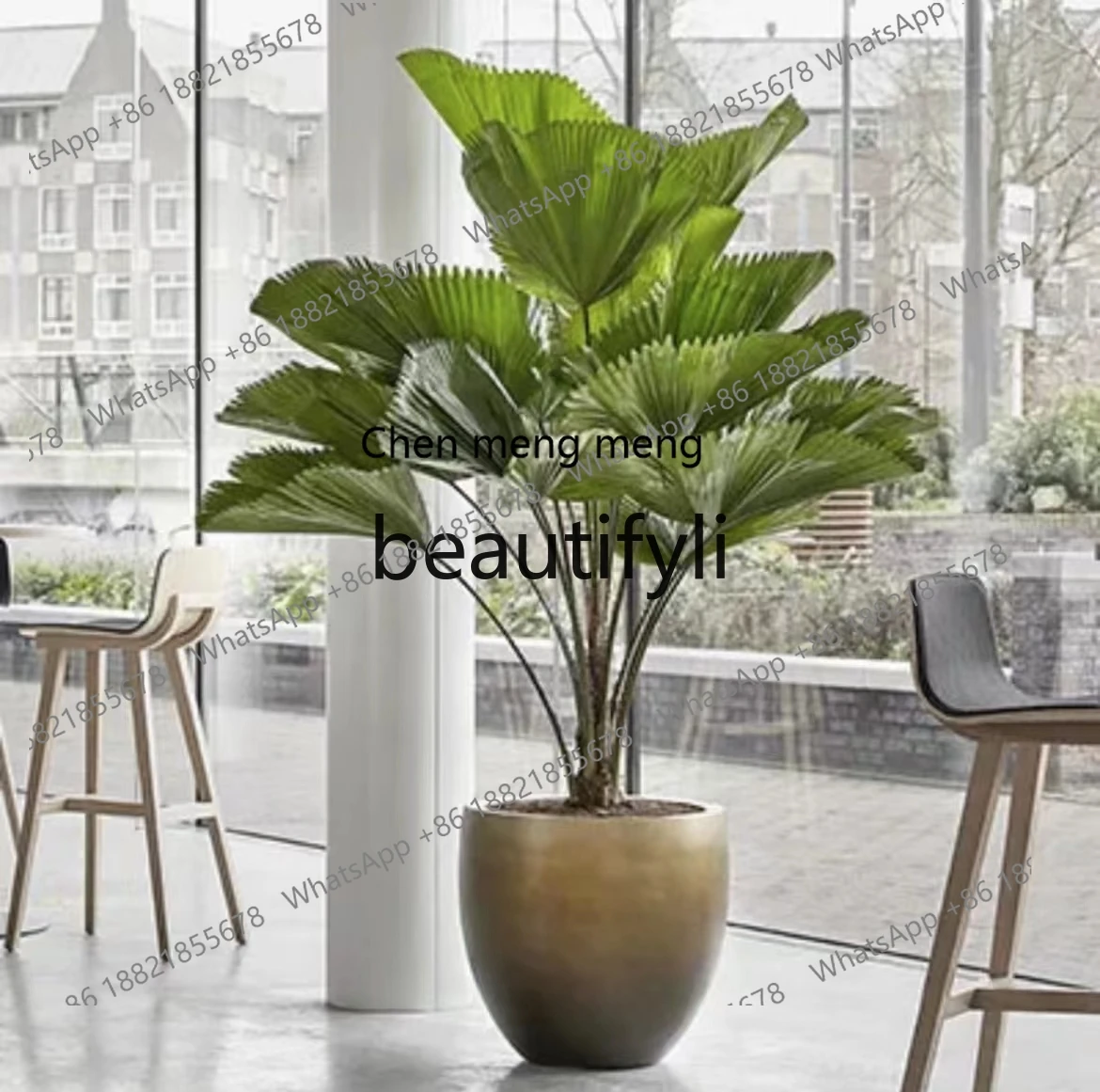 

X Minimalist Simple Potted Plant Round Leaf Cactus Palm Indoor Courtyard Hot