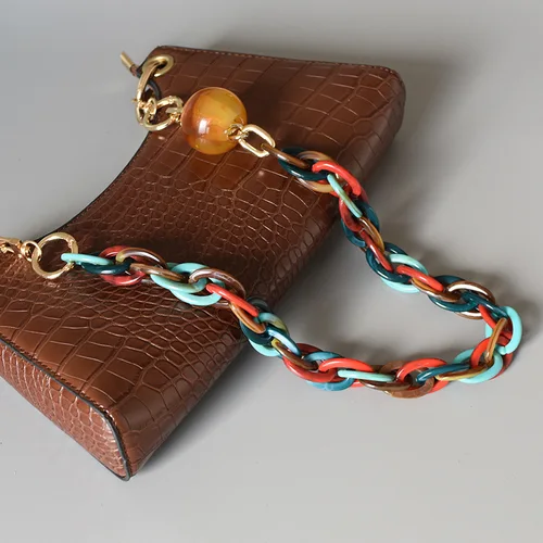 Nuevo accesorio para bolso de mujer, piezas de cuentas de resina acrílica negra, Beige y roja, pulsera hecha a mano, cadena con asa para bolso de repuesto para mujer