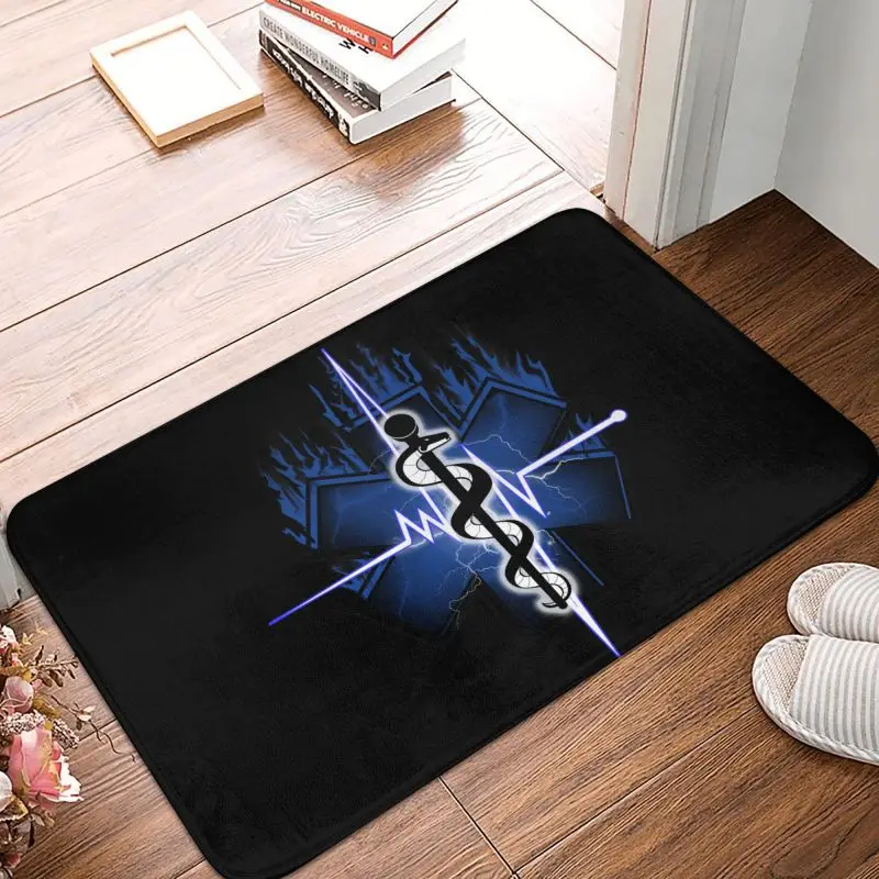 Custom Star Of Life Front Floor Door Entrance Mat Outdoor Emt Paramedic Medical Bath Kitchen Doormat Bedroom Carpet Rug