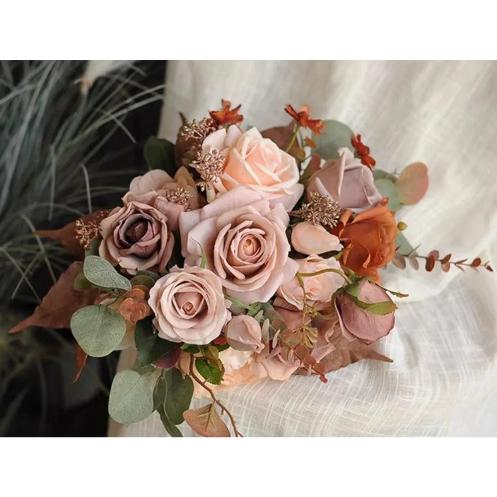 Dried Flowers,Bridal Bouquet Fall Wedding Flowers Boho Bouquet Rust Terracotta Pink,Dried Flowers