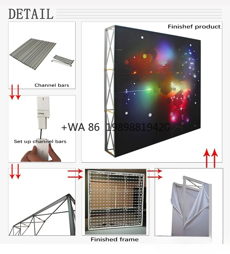 راية كشك المعرض المحمولة الخلفية النسيج Led عرض موقف مخصص صندوق إضاءة عرض تجاري المنبثقة #1