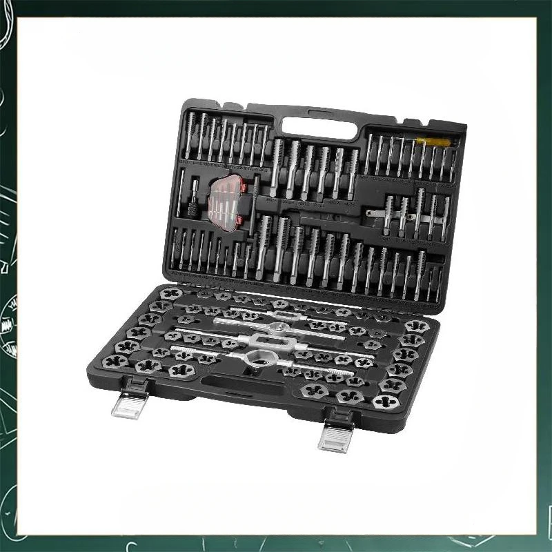 

%a Tap and Die Set 116pcs Metric and SAE Size, Bearing Steel Essential Threading Tool for Cutting External Internal Threads