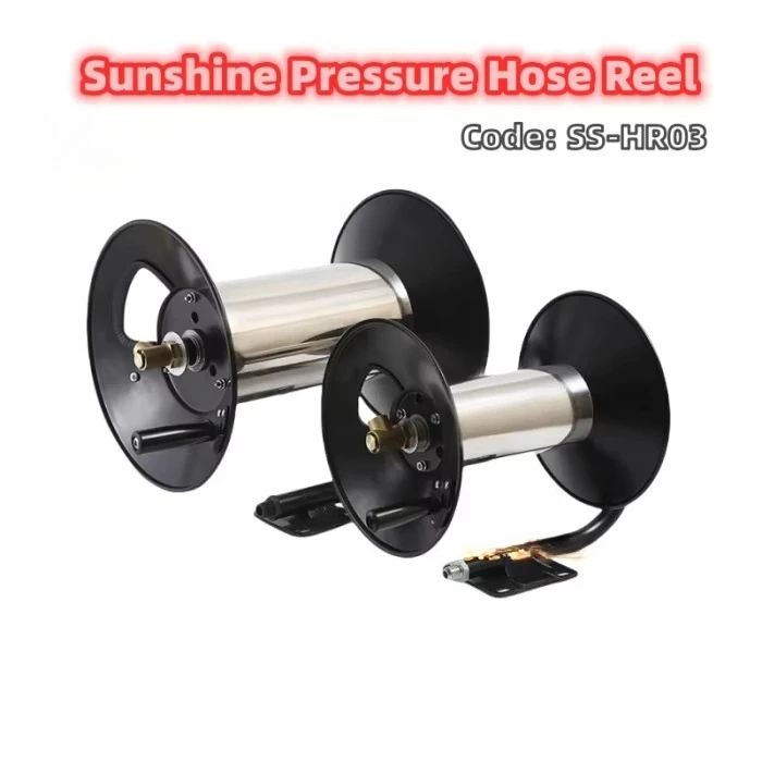 SS High Pressure Washer Hose Reel 50ft, Heavy Duty Steel Hose Reel Car Washing Manual Crank Power Washer Hose Reel Power Cleaner