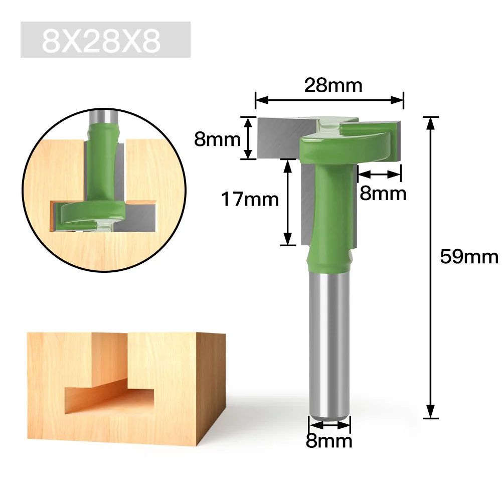 1PC 8MM 생크 밀링 커터 나무 조각 T-슬롯 라우터 비트 스트레이트 에지 슬롯 밀링 커터 목재 목공 절단