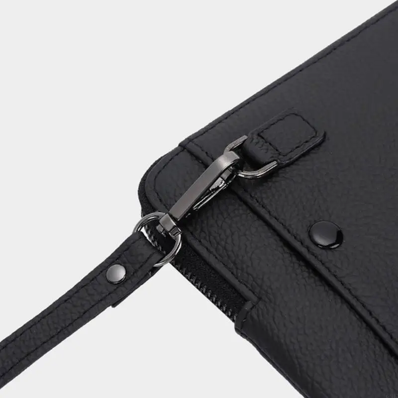 

63HC Men Wallet Vintage Leather Long Wallet Zipper Business Coin Purse Phone Change Pocket