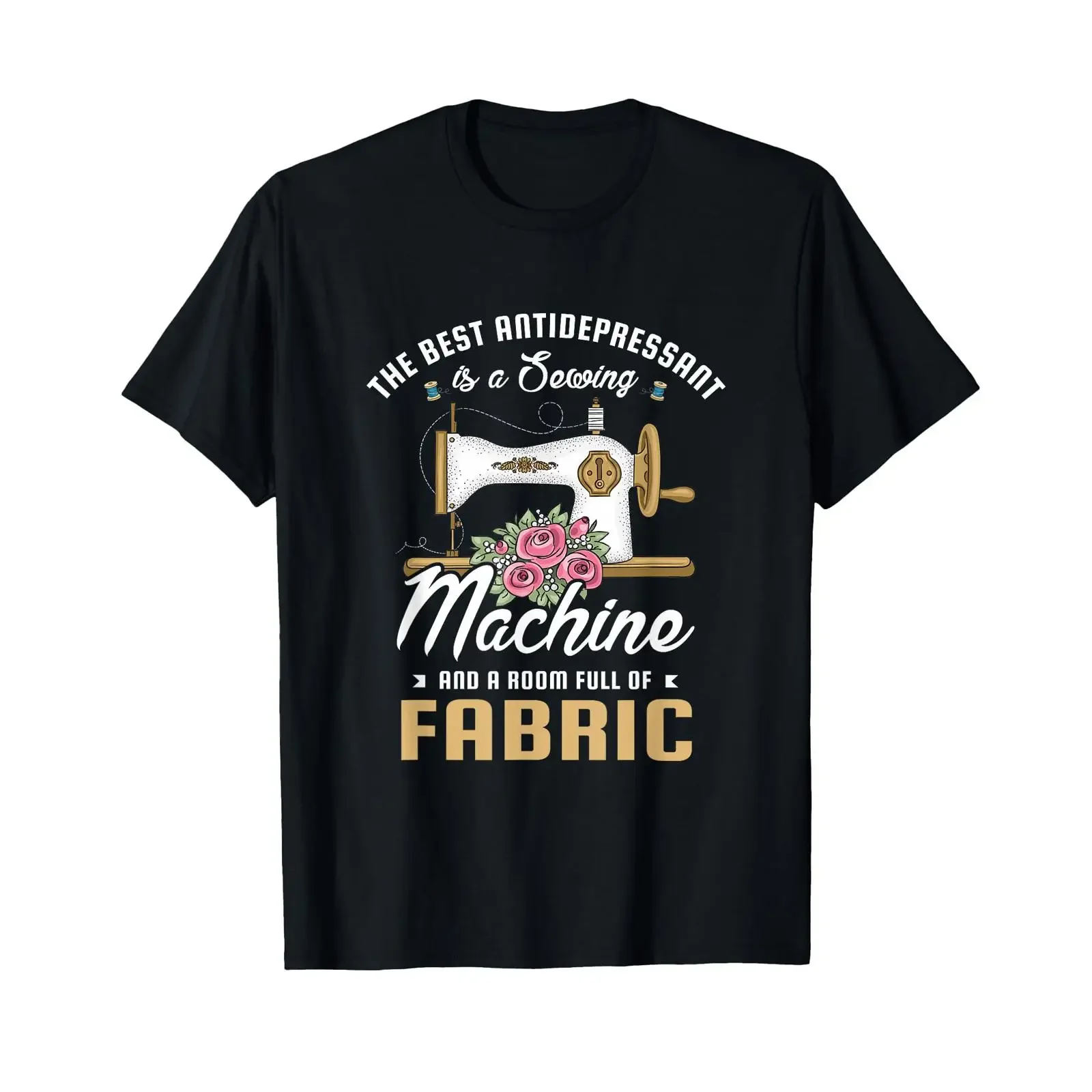 The Best Antidepressant is a Sewing Machine and Fan T Shirt vintage Washed fashion Breathable graphic Slightly Soft Comfortable