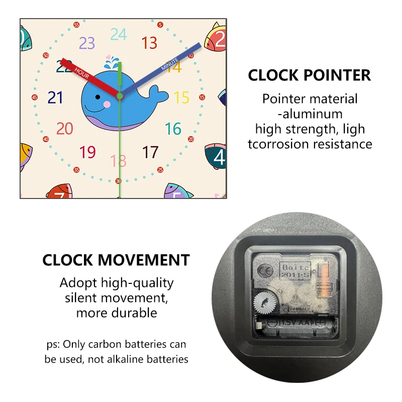 Cartoon Wall Clock Living Room Bedroom Study Quartz Clock Accurate Time Keeping Wall Mounted Early