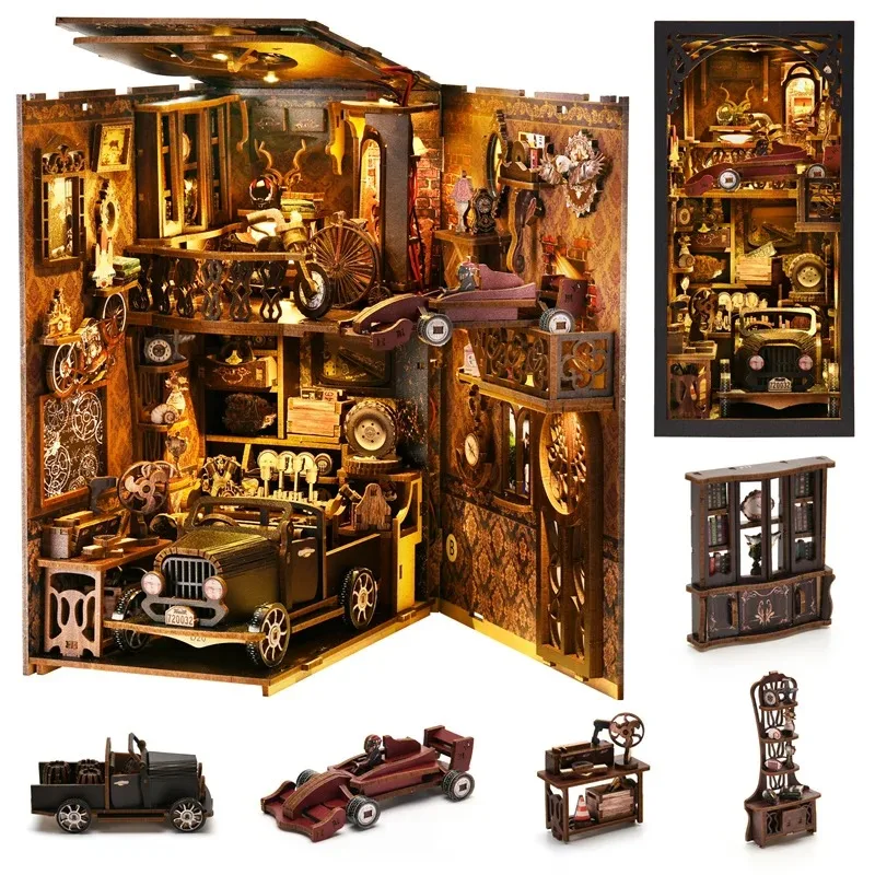 Hamaileo DIY Miniature House Kit,Dollhouse Miniature Kit,Mini Diorama House Building Kit for Adults Teens Birthday Gifts F1 Car
