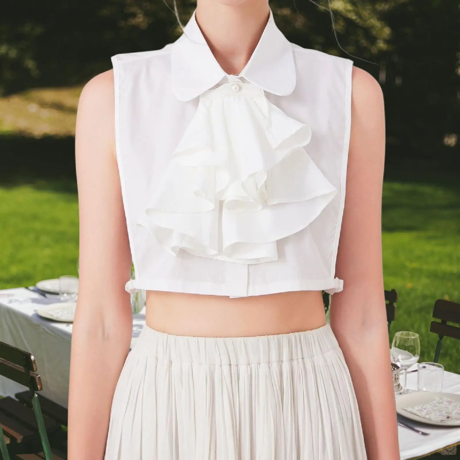 

Ruffled Fake Collar Palace Half Shirt Blouse Adjustable Detachable Collar