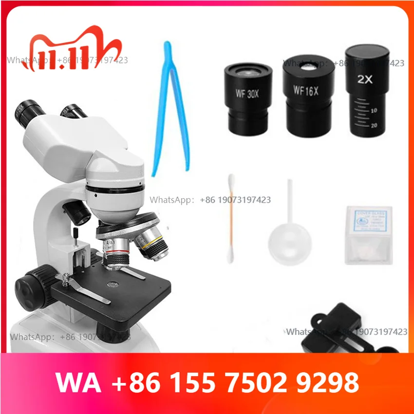 30000 X Biological HD Microscope Digital Loratory 5-inch Compound Microscope with Wide Field 10 X and 50 X Eyepies for L