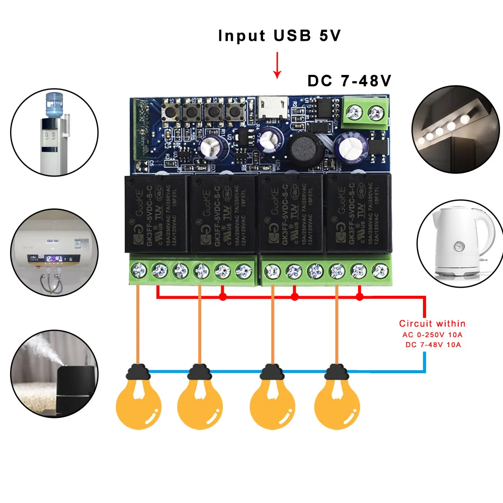 Bezprzewodowy pilot DC 12V 24V 48V 4CH WIFI inteligentny przełącznik moduł inteligentny życie pilot zegar pracy z Alexa Google Home