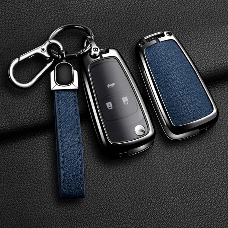 For Chevrolet Cruze Aveo Trax Sail Malibu Captiva Prism Spark Alloy Car Flip Key Case Cover Shell Bag Auto Protector Accessories