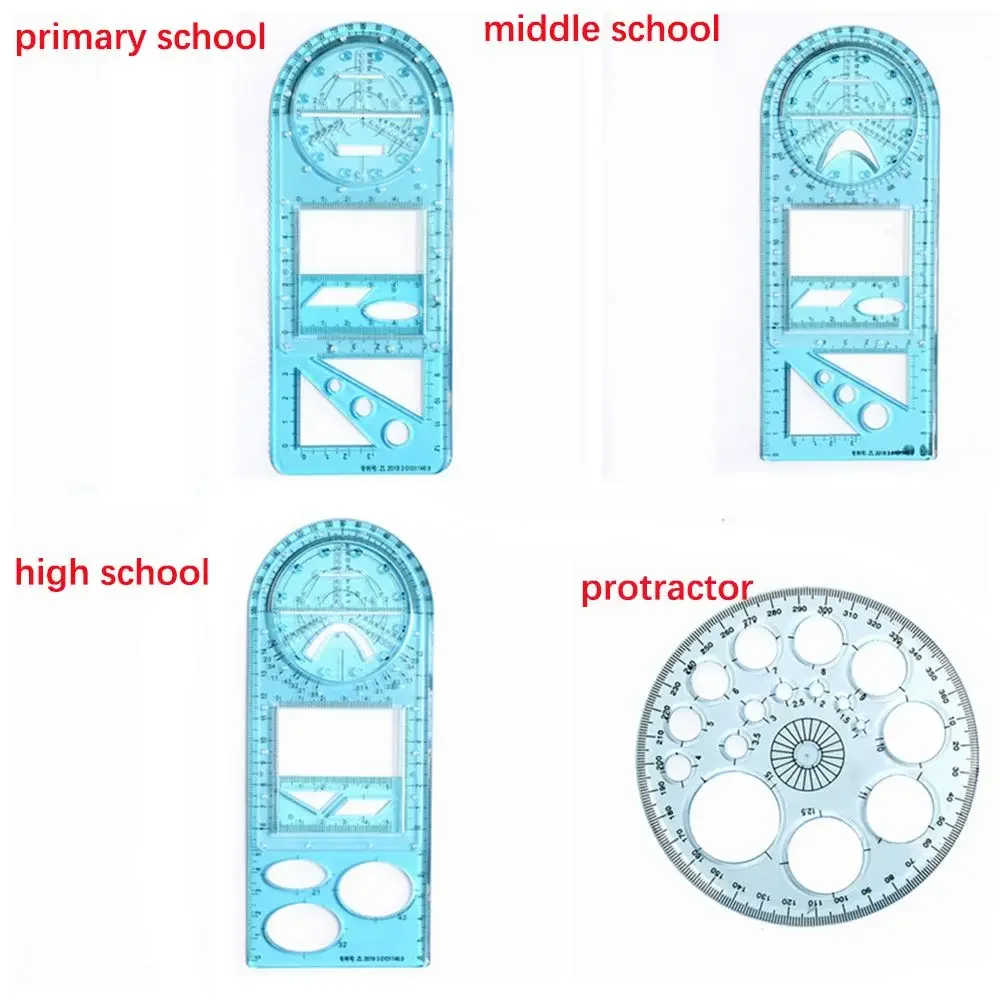 Multifunctional For Students School Office Supplies School Activity Protractor Geometric Ruler Measuring Tool Drawing Template